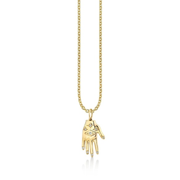 Sydney Evan Gold & Diamond Eye Hand Charm with Cable Chain - Picture 1 of 11
